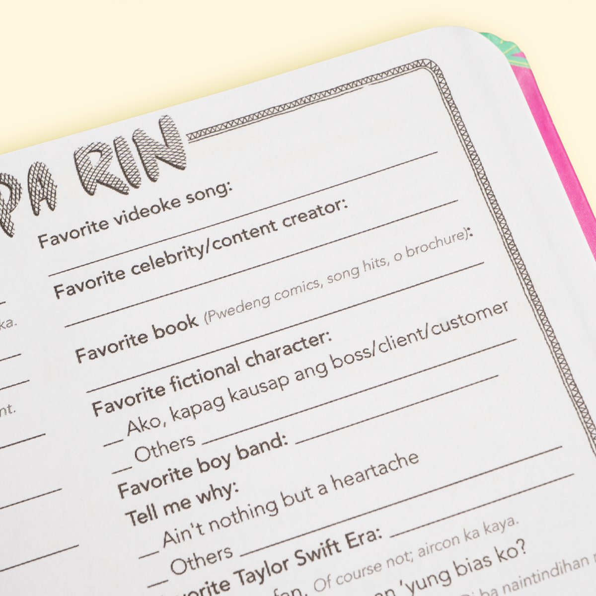 Oh yes, SLUMBOOK ako. Slumbook LANG ako. Refreshed Edition